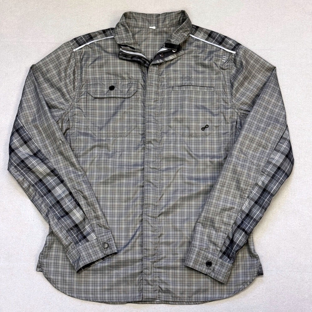 Lululemon Reversible Jacket Shirt Mens L Plaid Lightweight Full Zip Snap Tech‎